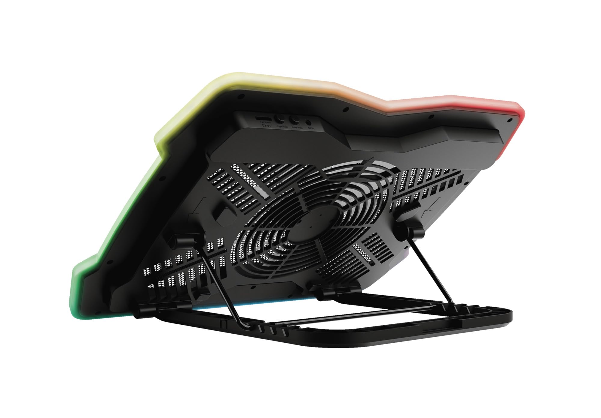 Trust Gaming GXT 1126 Aura Wielokolorowy podświetlany stojak chłodzący do laptopów o przekątnej do 43.9 cm, chłodziarka do laptopa z regulowaną prędkością, tryb ciszy, zasilanie USB do gier, czarny