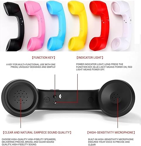 Miniatura 4 de Auricular retro para teléfono, receptor de mango fijo estilo retro tipo C, auricular de teléfono retro con micrófono y altavoz, para iPhone, iPad,
