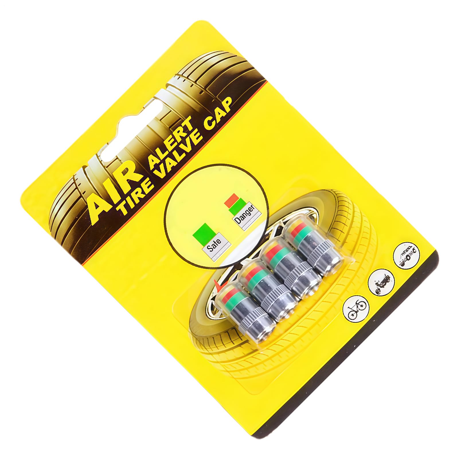 Air Alert Tire Valve Cap - Sensor Alert | Pressure Monitor Tire Valve Stem Caps - for Long-Distance Travel Motorcycle Truck SUV Daily Commuting Vehicle Maintenance