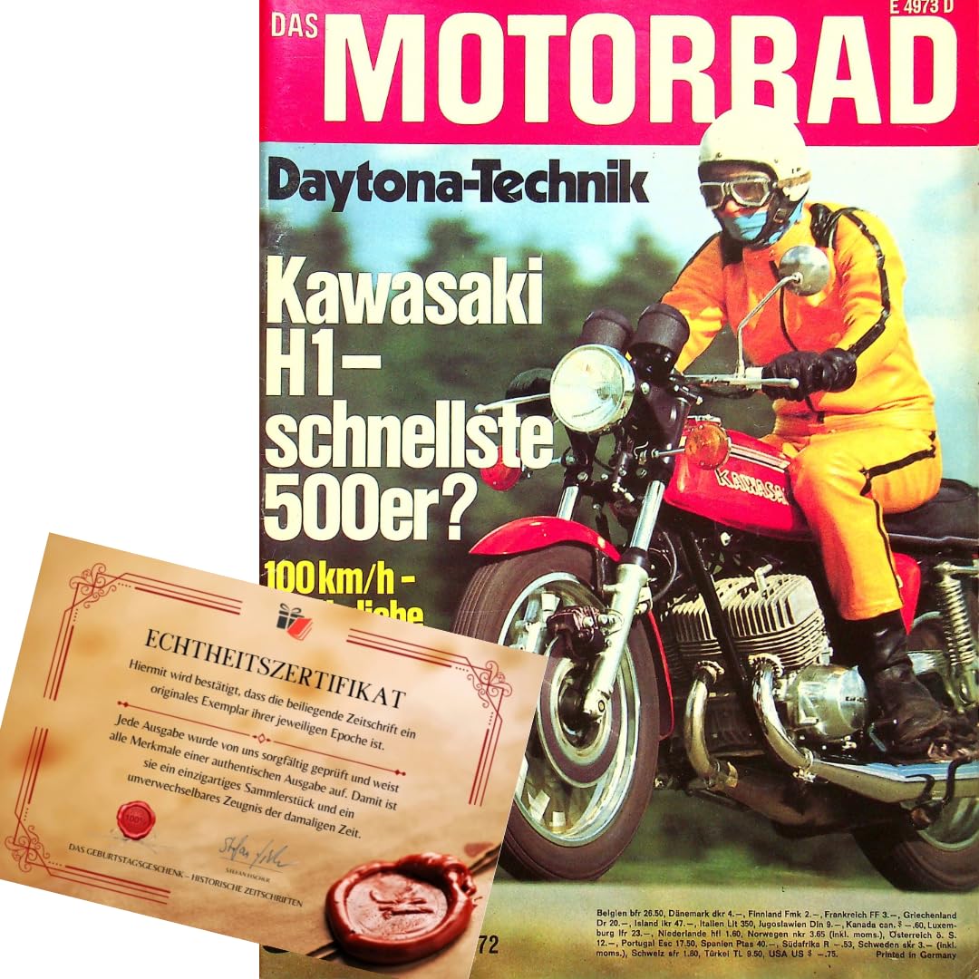 Echte, historische Motorradzeitschrift vom Jahr der Geburt ab 1955 bis 2008 - Echtheit durch Zertifikat garantiert - Personalisiertes Geschenk Mann Papa Onkel Freund Kollege