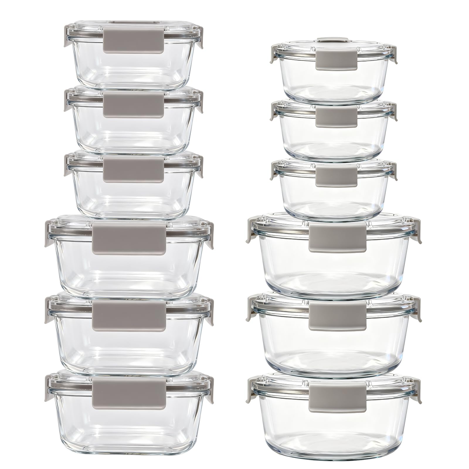 pantrytine Glass Storage Containers with Lids - Meal Prep Containers - Food Prep Containers with Lids - Glass Lunch Box with Lid - Food Storage containers