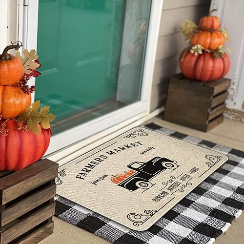Miniatura 7 de Tapete de otoño de 30 x 17 pulgadas, tapete de otoño para puerta de camión, calabaza, tapete de entrada para interiores y exteriores,