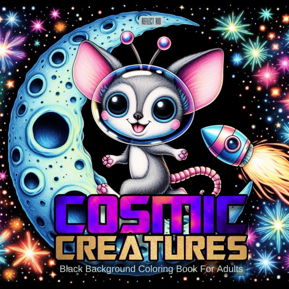 Cosmic Creatures Coloring Book: A Grayscale Fantasy Art Book for Adults Featuring Cute Alien-Animal Hybrids on Surreal Moons – Perfect for Relaxation and Stress Relief (Shadow Garden)