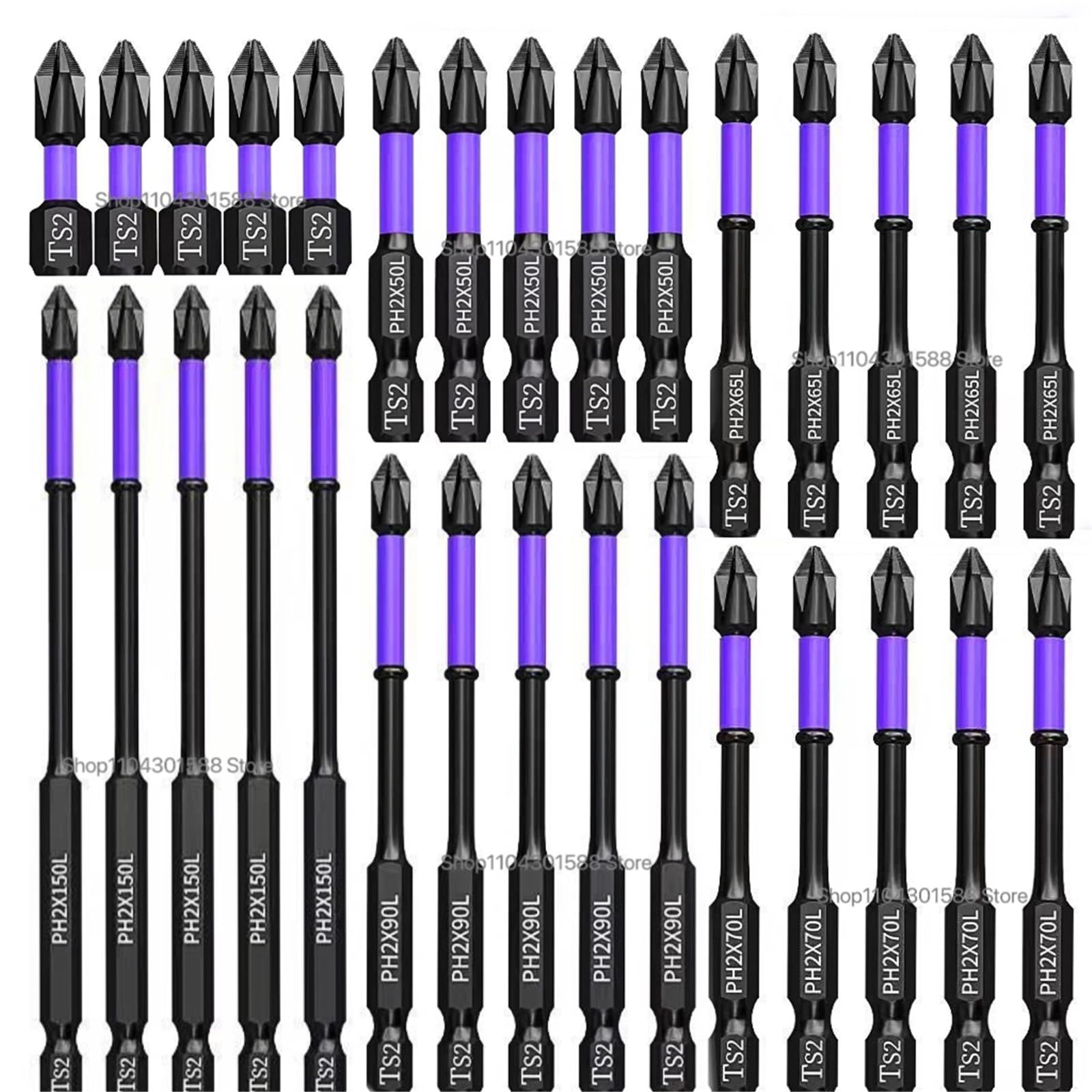 Puntas de destornillador Puntas de destornillador magnético, brocas impacto Phillips antideslizantes a prueba golpes, acero aleación vástago hexagonal adecuadas for herramientas eléctricas(30pcs)