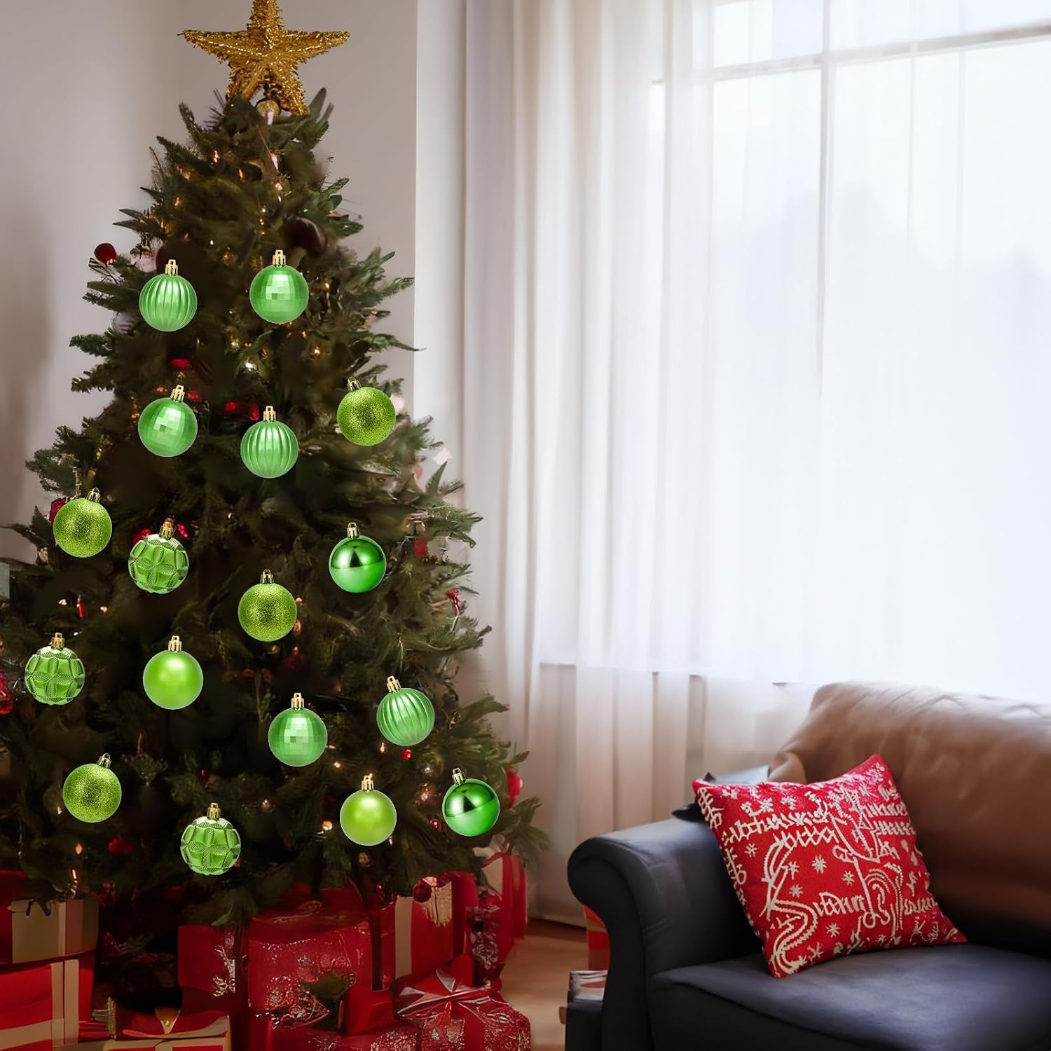 41ct Small Christmas Balls Shatterproof Hanging Decorations Set for Xmas Tree Garland Ornaments (1.57''/40mm,Green)