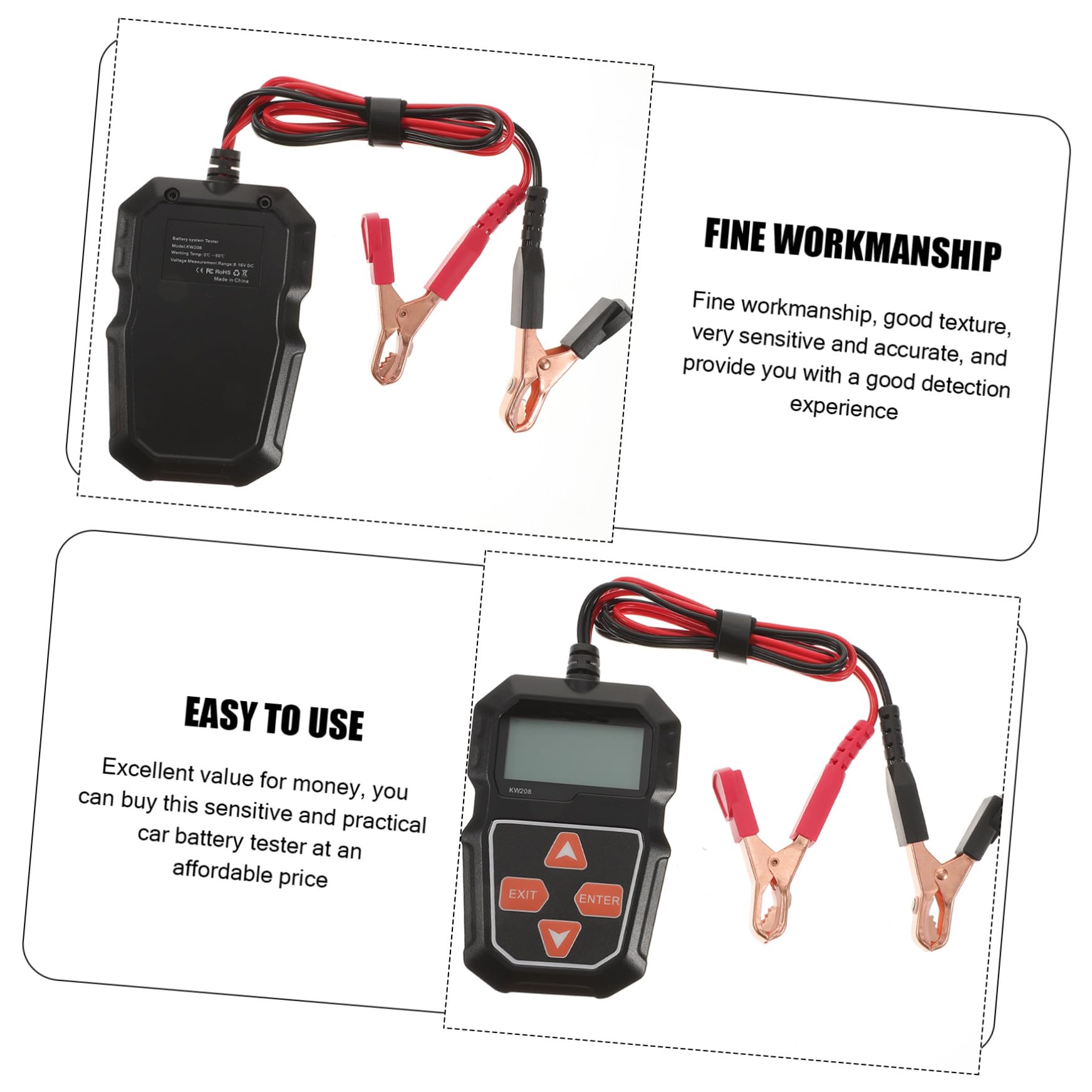 Tester per Batteria Auto 12v 2, 4 Pollici Nero Misura Resistenza | Strumento per Veicoli 12v, Abs ed Elettronica, Rileva stato Livello di Carica, 1 Pezzo
