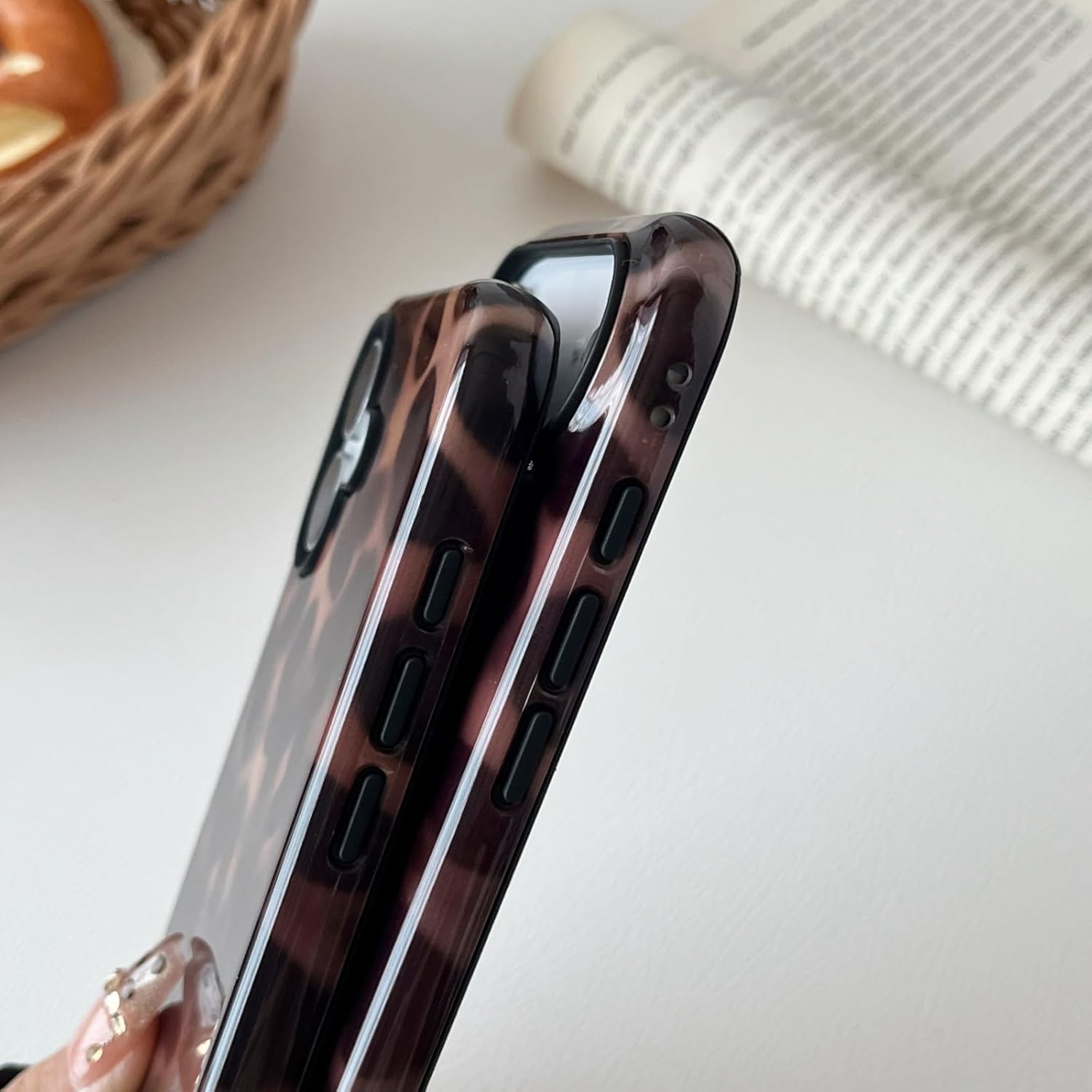 Compatible with iPhone 16 Pro Max Case Tortoise Shell Phone Case for Women Girl Shockproof TPU and Hard PC Protective Cover - Amber Brown Leopard - Image 7