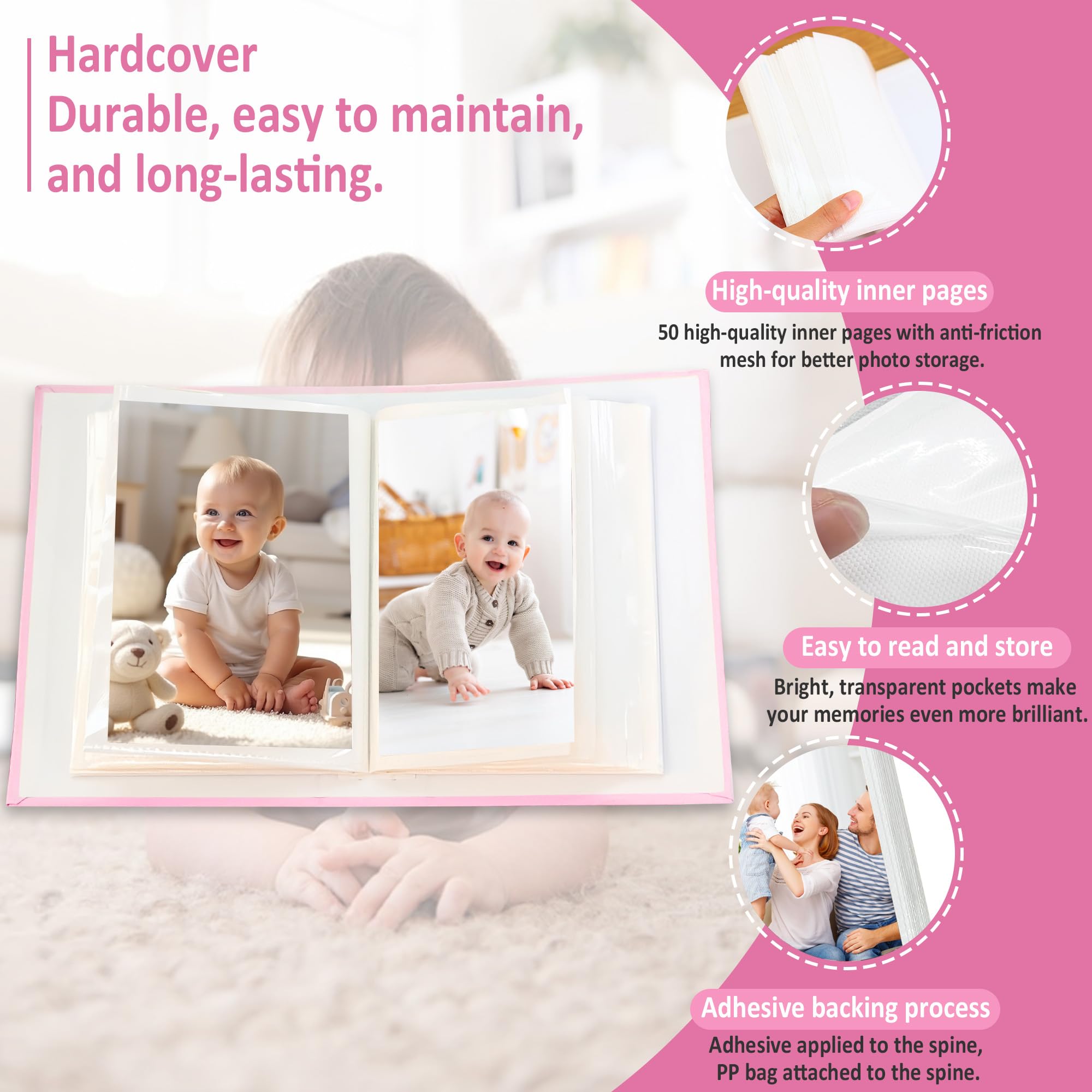 Plliocse Photo Album 6x4 Holds 300 Pockets, Baby First Picture Album, With Family Photo Album Set, A-0960sz1 - Image 2