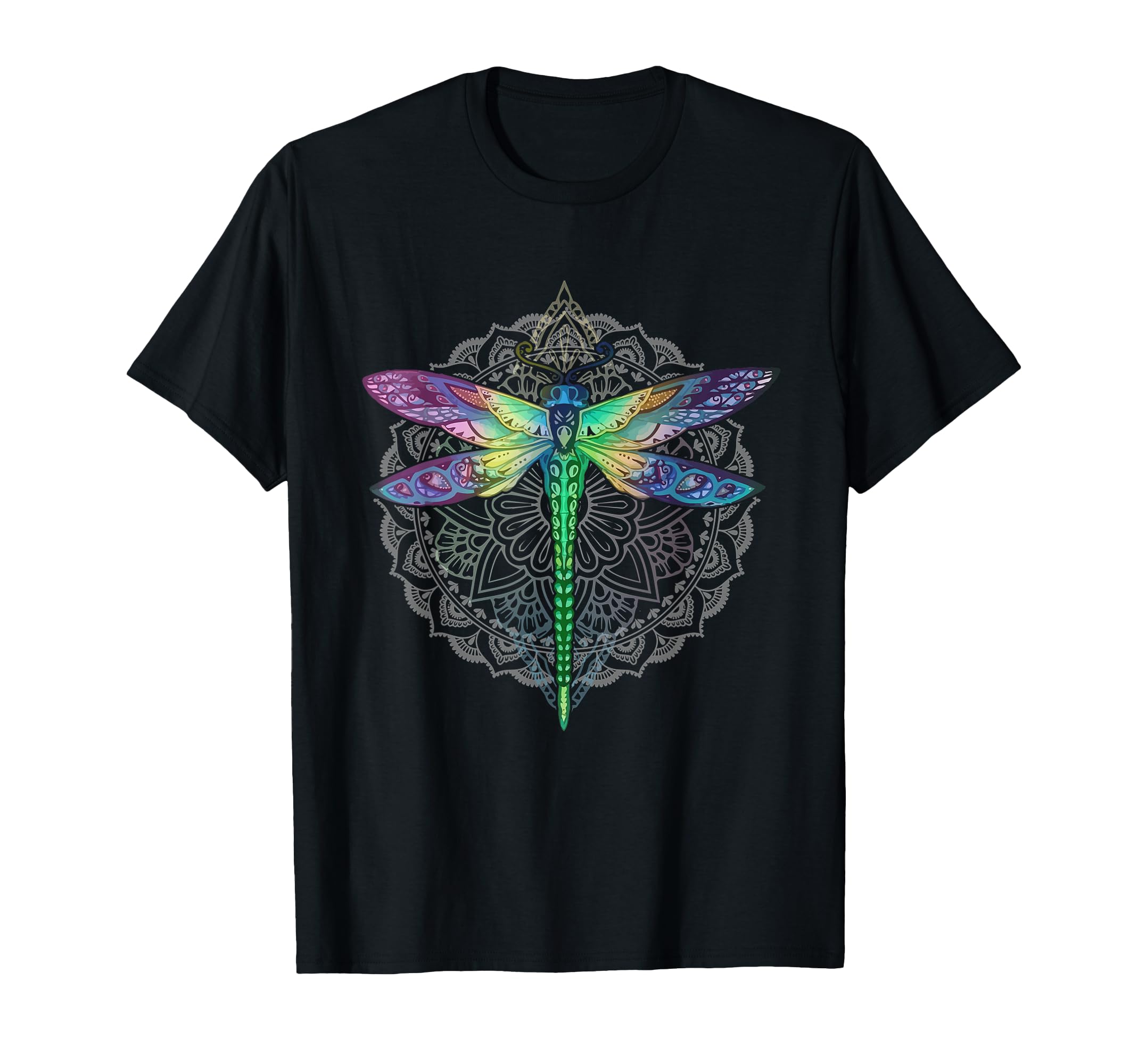 Funny Lotus Flower Gift Colorful Mandala Dragonfly T-Shirt Small