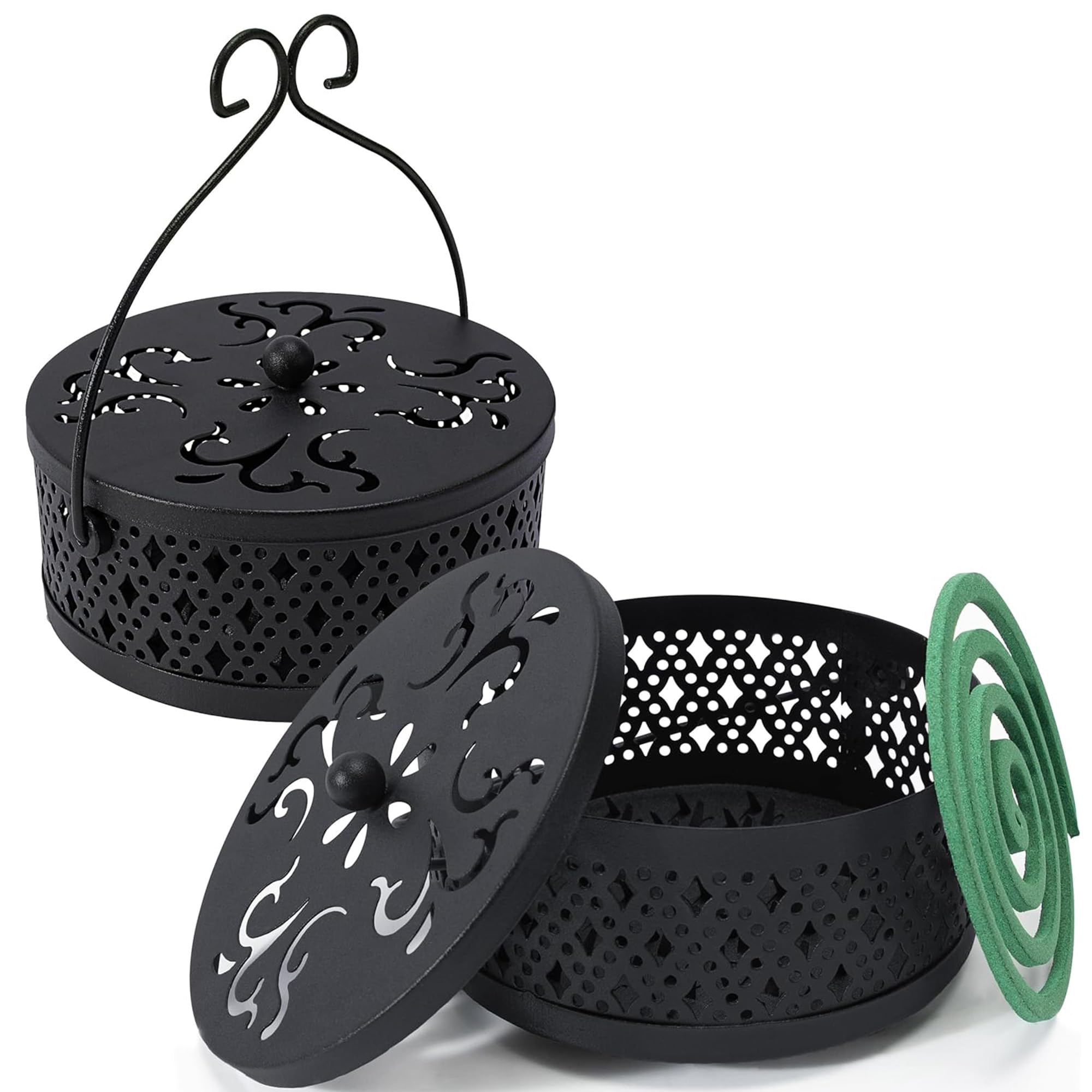 MyLifeUNIT Porta spirali antizanzare, confezione da 2 bruciatori di incenso per zanzare, stile retrò, portatile, per casa e