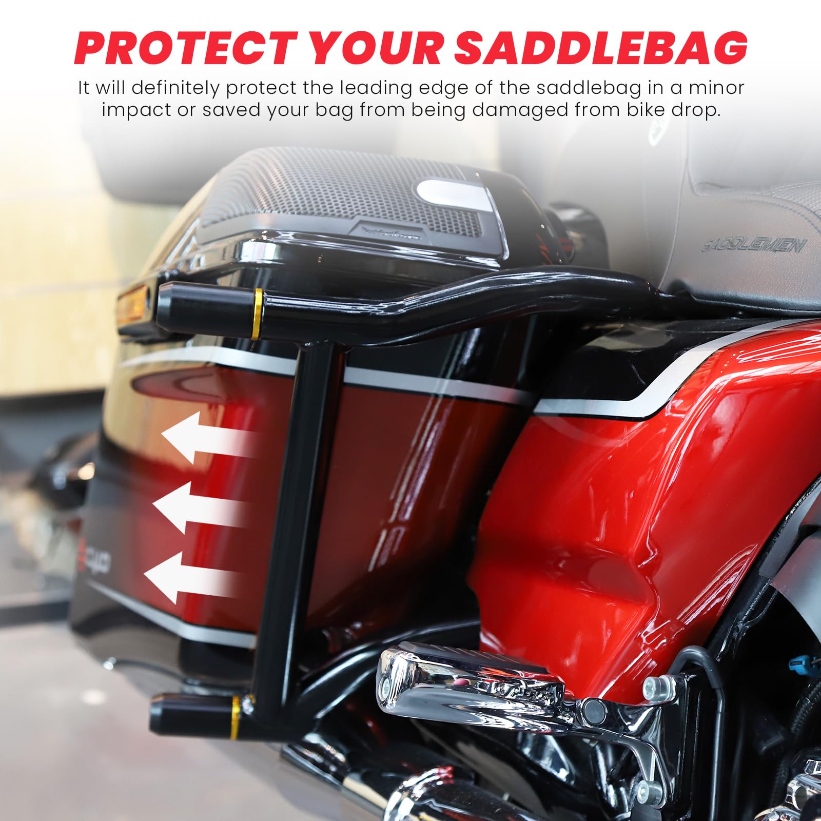 Motorcycle Road Glide Saddlebag Guards Harley Crash Bar Rear