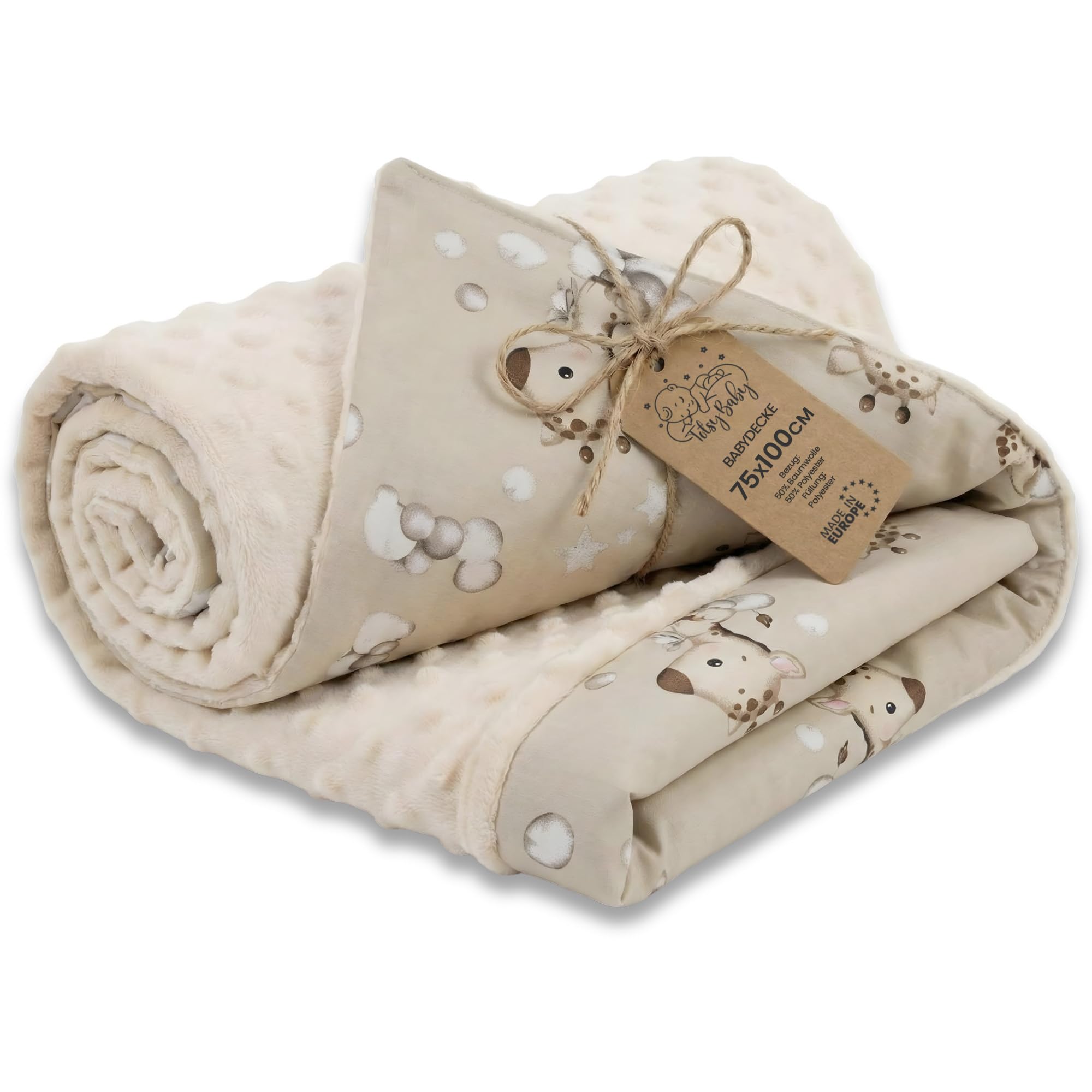 Babydecke Kuscheldecke Baby Decke Ganzjahresdecke mit Plüschstoff 75x100 cm - Kinderdecke Kinderwagen Blanket Babydecken Kinderwagendecke und Erstausstattung für Neugeborene und Kinder Oeko-Tex