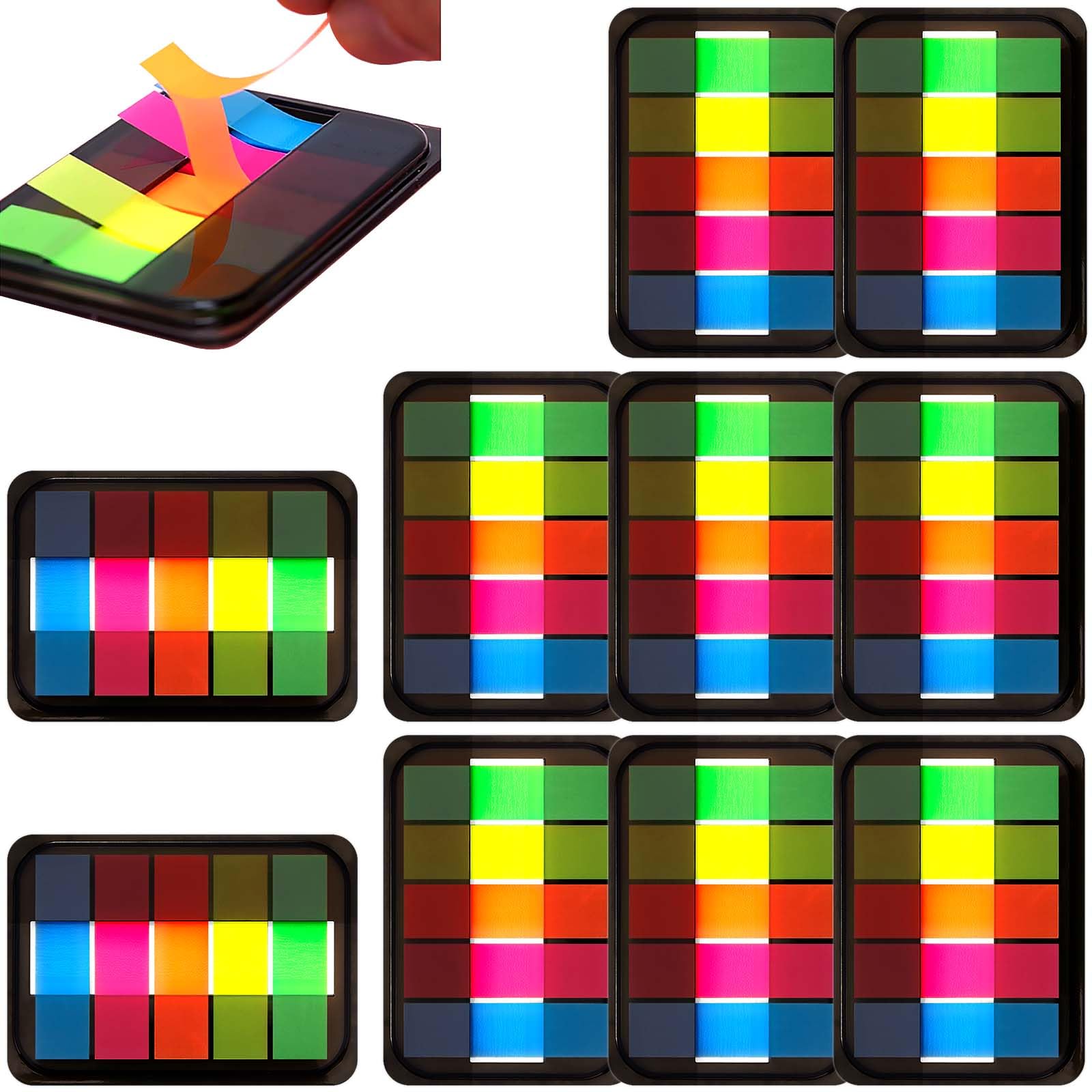 Qufiiry 1000 Pcs Marcadores Adhesivos, Notas Adhesivas Índices, Notas Adhesivas Fluorescentes, Notas Autoadhesivas Hojas, para Notas/Libros/Clasificación de Archivos