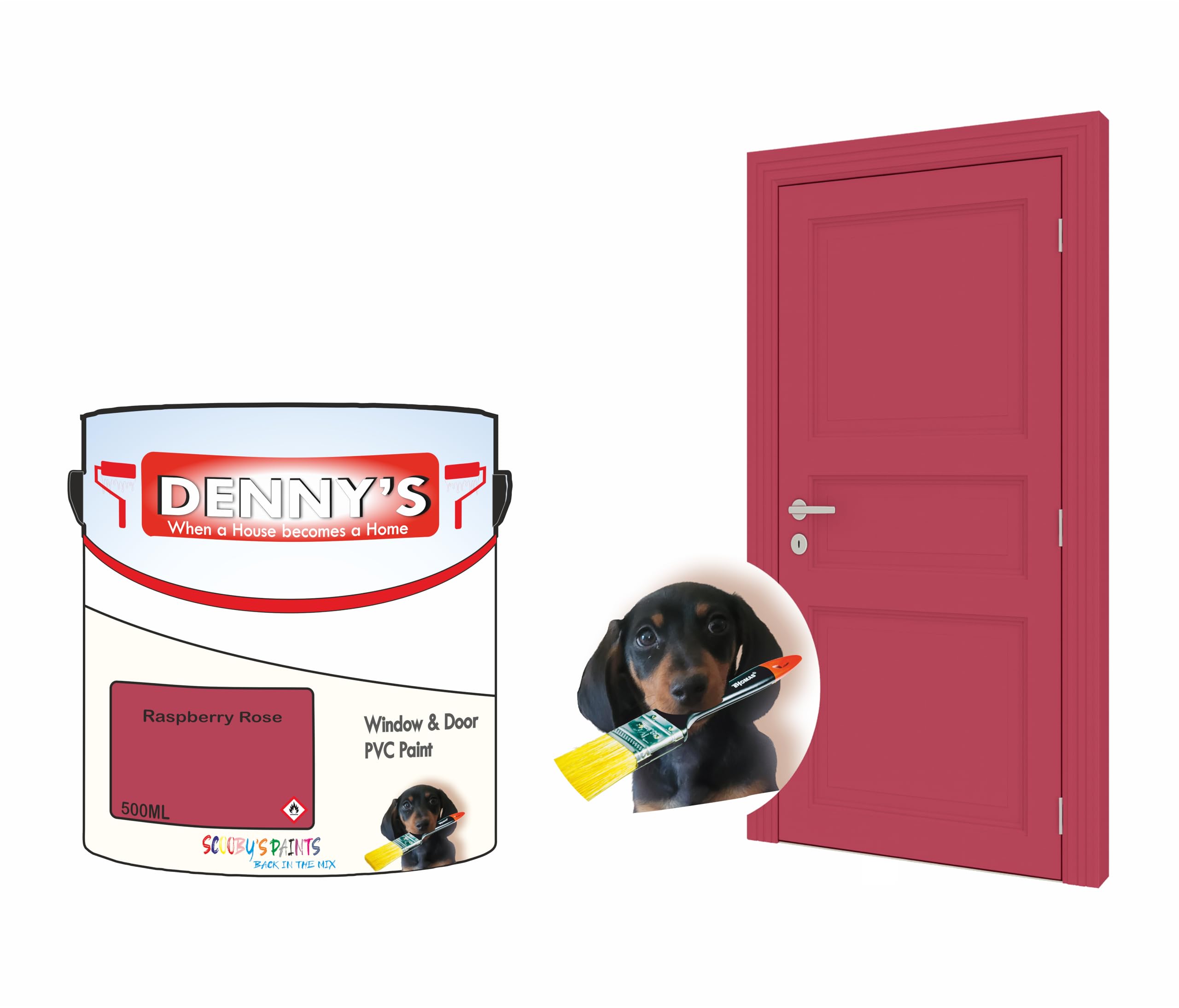 Window & Door PVC/UPVC Paint, 500ml, Available in Matte Gloss Sation Finish Metallic Colours and Solids (Rasberry Rose)