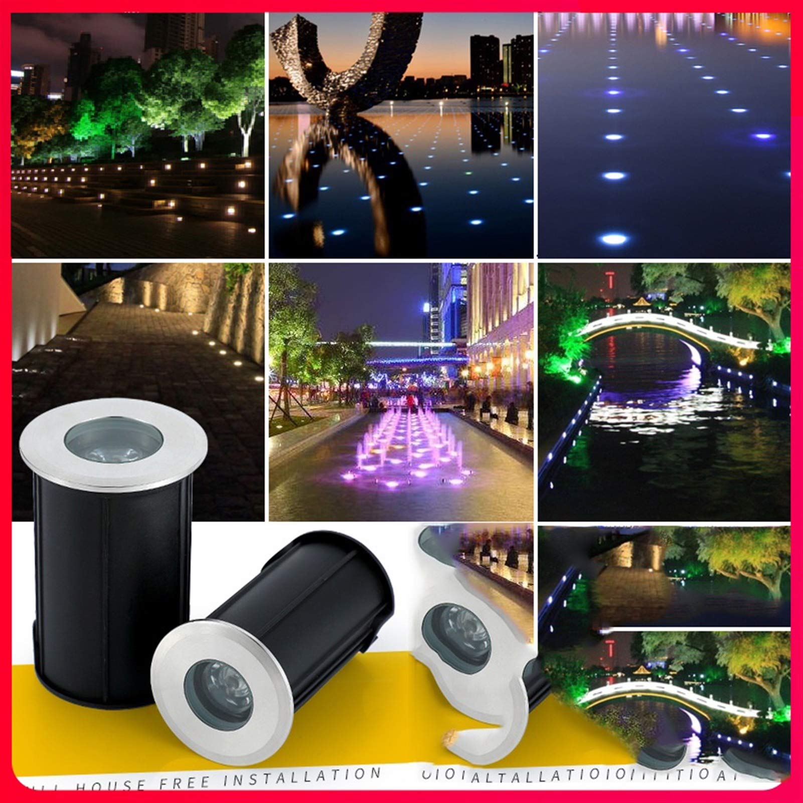 Unterwasserlicht IP68 wasserdichtes eingebettetes Bodenstrahlerlicht Poolbodenlicht Unterwasserlicht (Color : Blue, Size : S)