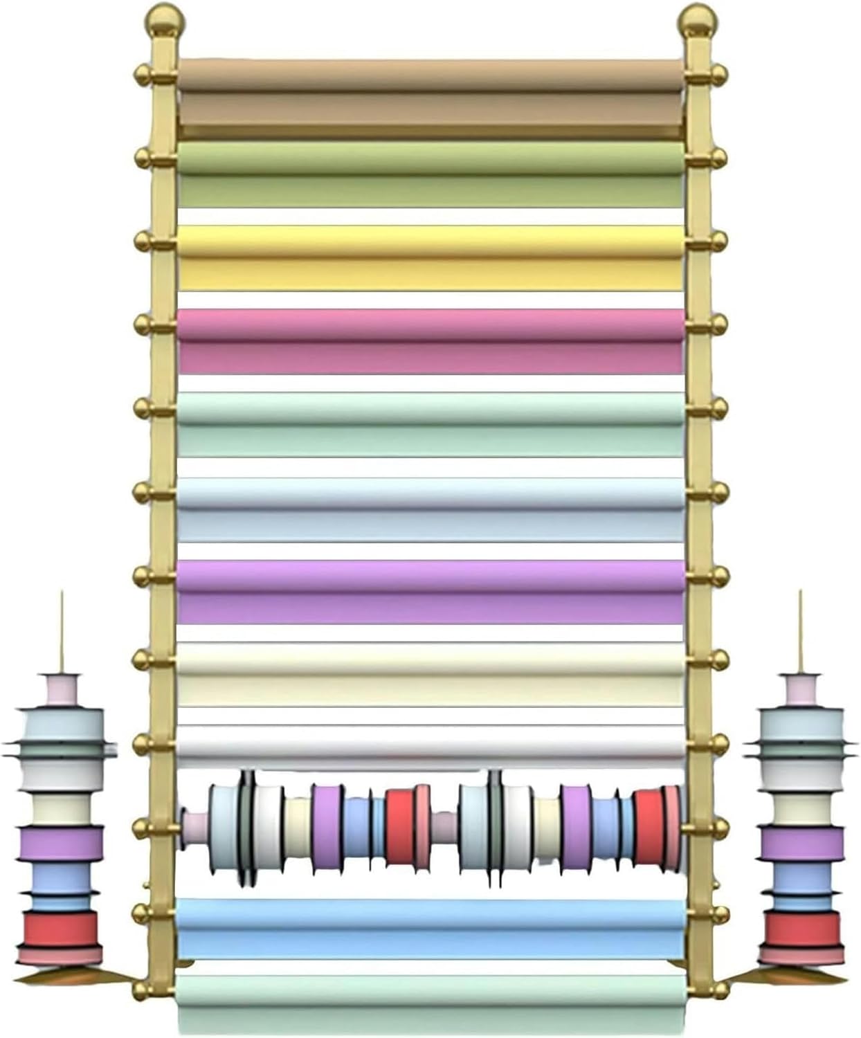 Ribbon Holder Wall Mounted, Belt Display Rack ，Extra Large Wrapping Paper Organizer Storage Metal, Scarf Storage Rack Hanging with Mount Bracket, Sewing Room Decor