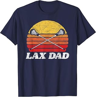 Lax Dad Vintage X Crossed Lacrosse Sticks 80s Sunset Retro T-Shirt
