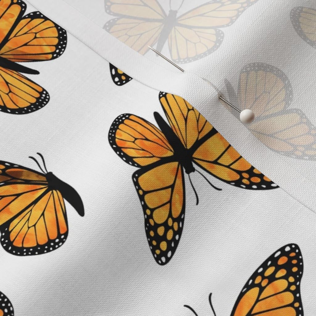 Spoonflower Fabric - Small Scale Monarch Butterflies Butterfly Spring Insect Pollinator Printed on Petal Signature Cotton Fabric by The Yard - Sewing Quilting Apparel Crafts Decor