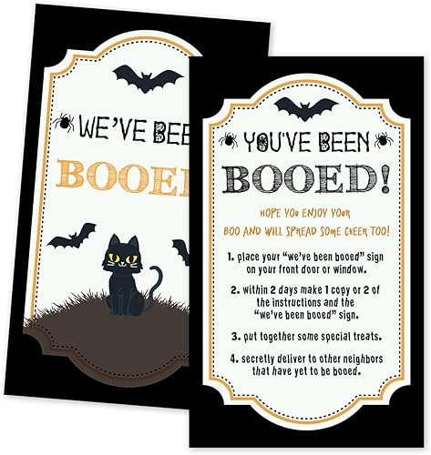 Juego de fiesta de Halloween, tarjeta de 2.1 x 3.5 pulgadas, con texto en inglés "You've Been BOOED, con texto en inglés "We Been BOOED",