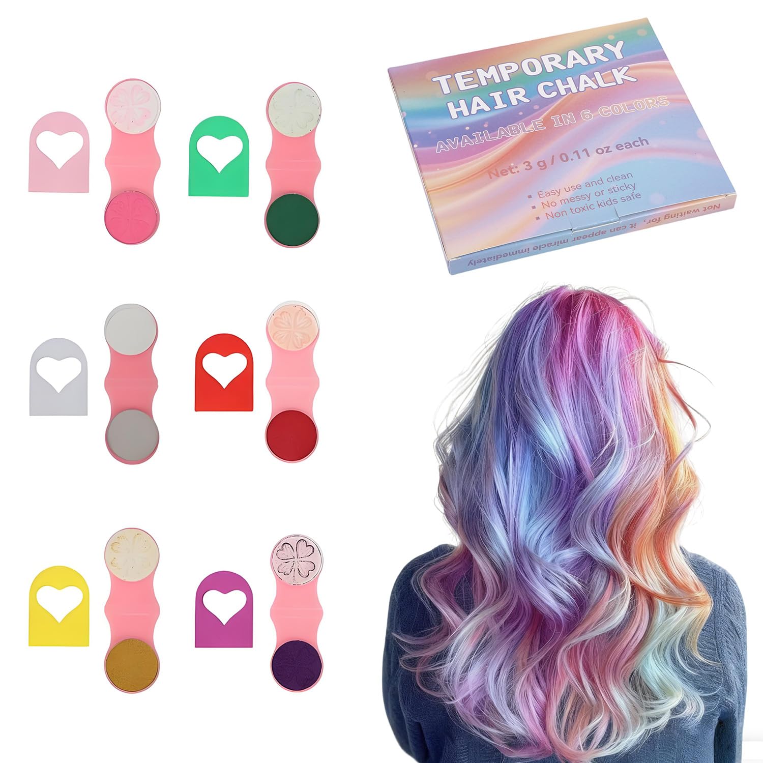Gessetti Colorati Per Capelli,6 Pezzi Lavabile Spray Colorante Per Capelli,Lacca Colorata, Colore Temporaneo, Regali Di Natale Per Bambini, Regali Per Bambine Di 5-15 Anni