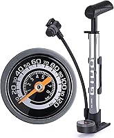 Vista 1 de Mini bomba de bicicleta con medidor – Bomba portátil para neumáticos de bicicleta – Bomba de aire de bicicleta de 120 PSI se adapta a Presta &