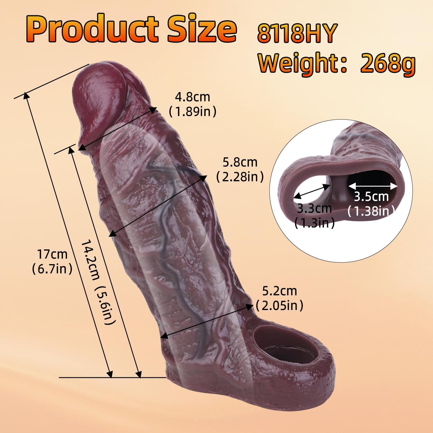 Preservativi realistici da uomo, ingranditori per il pene, ingranditori indossabili, prodotti per l'ingrandimento del pene, sex toy da uomo, 17 cm