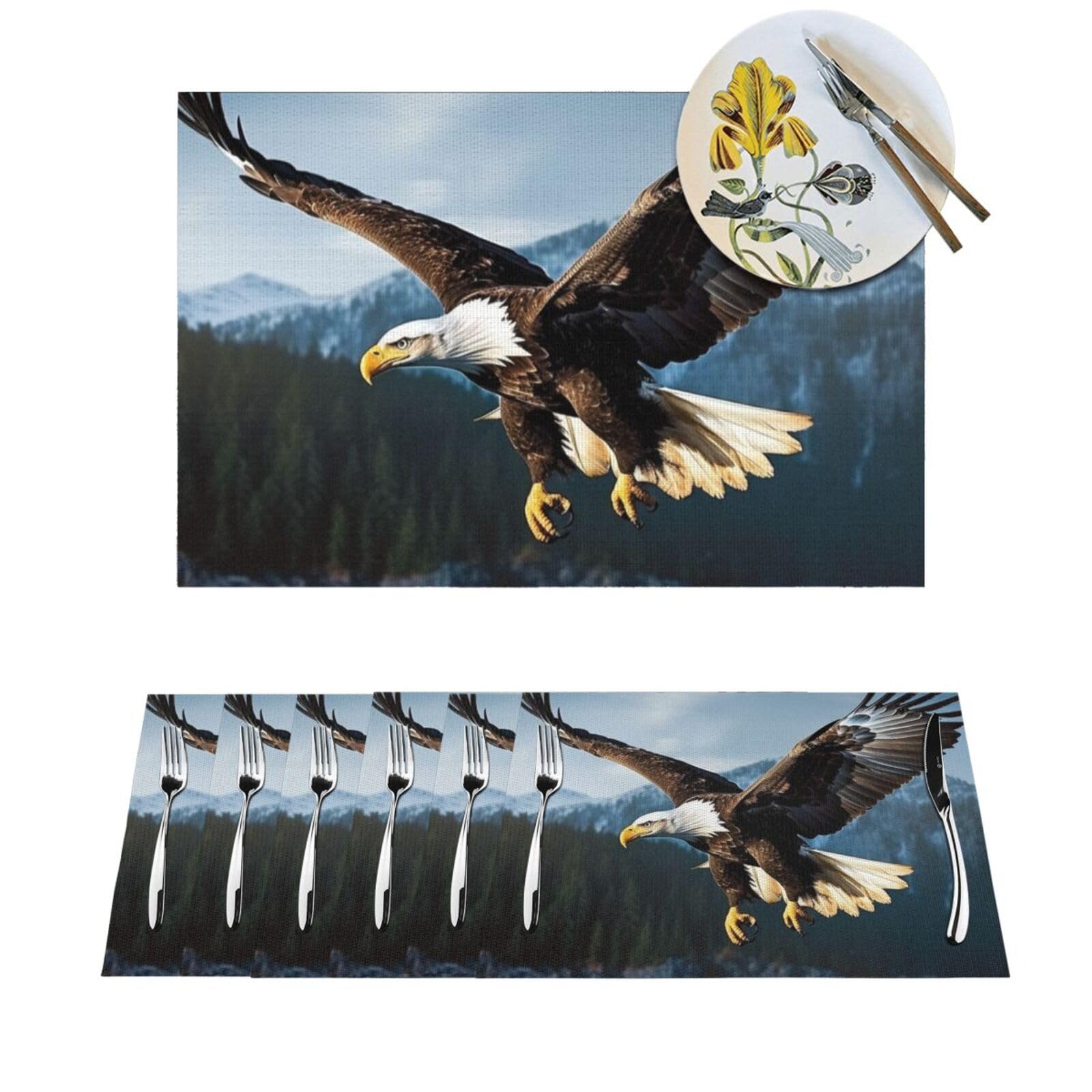 Sets de table pour intérieur et extérieur lavables motif aigle