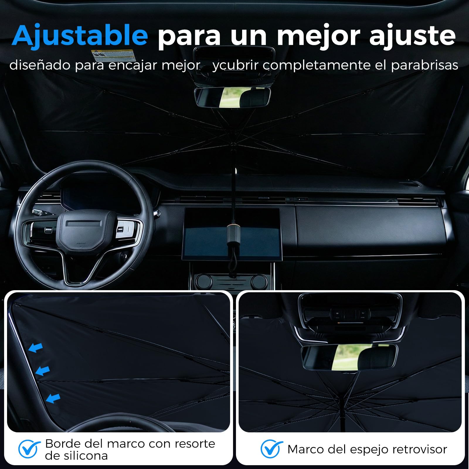 Parasol Coche Delantero, Paraguas Parasol Coche, Parasol Paraguas Coche para La Mayoría De Los Modelos（75cm*135cm）
