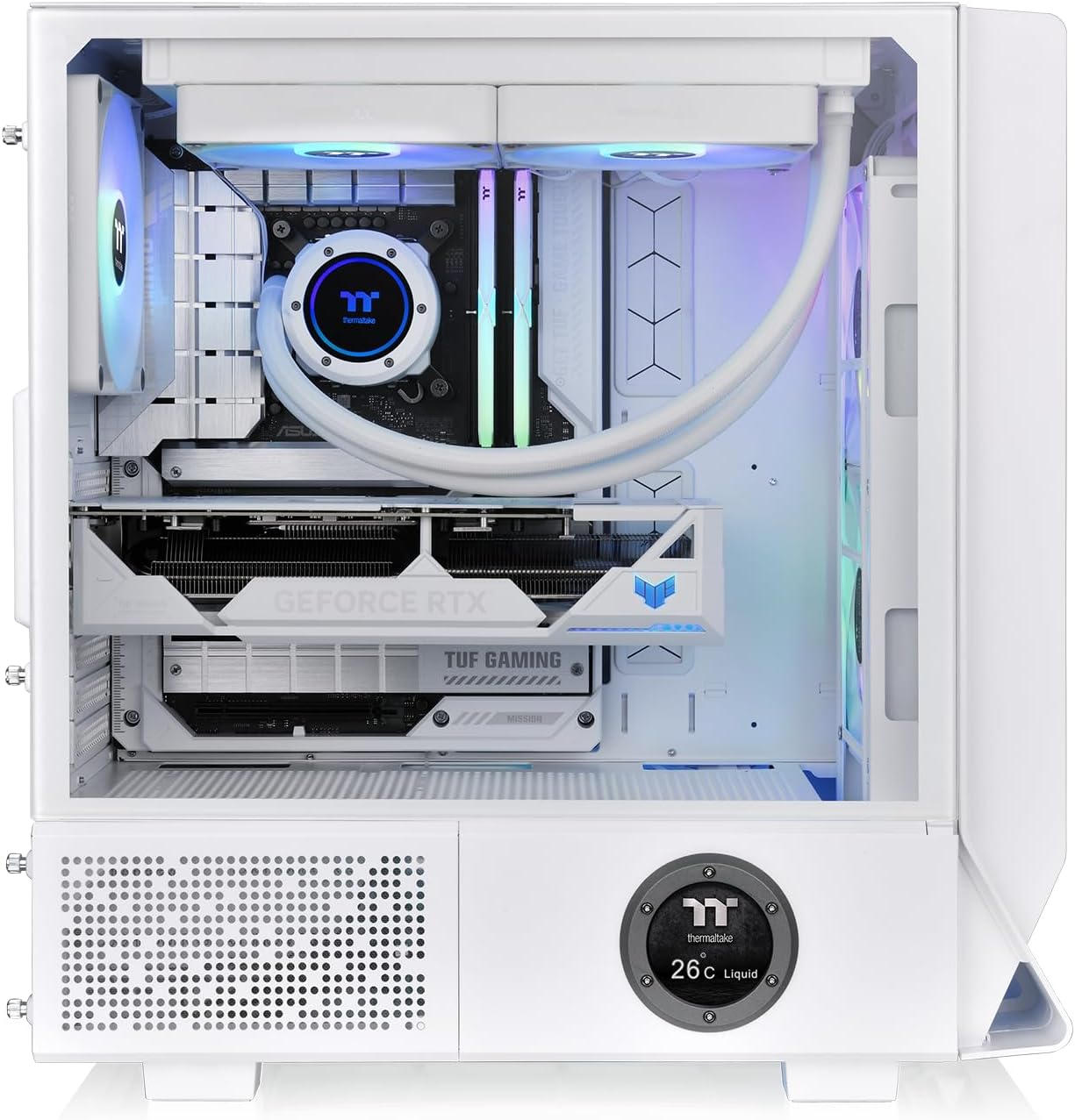 Thermaltake Ceres 350 MX Snow White ATX Midi Tower 2 Front Panels (Tempered Glass/Mesh) Hidden Connector Support 2 x 140 mm ARGB USB-C Quiet Airflow