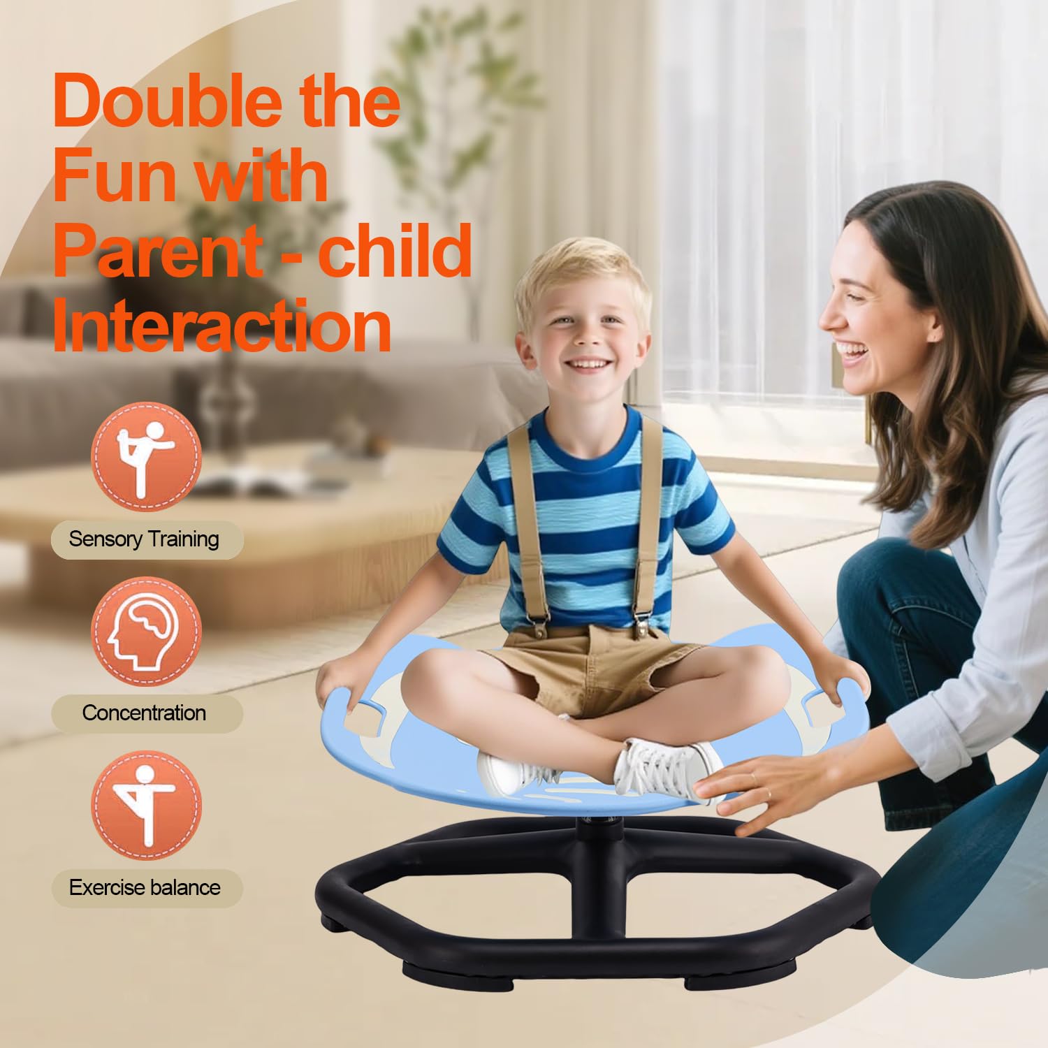Karussell Kinder Drehstuhl mit Griff und Selbstleuchtender Sitz Sensorischer Drehstuhl für Kinder Sensorisches Spielzeug für Autismus, Balance Drehhocker Trainiert Physische Koordination Gleichgewicht