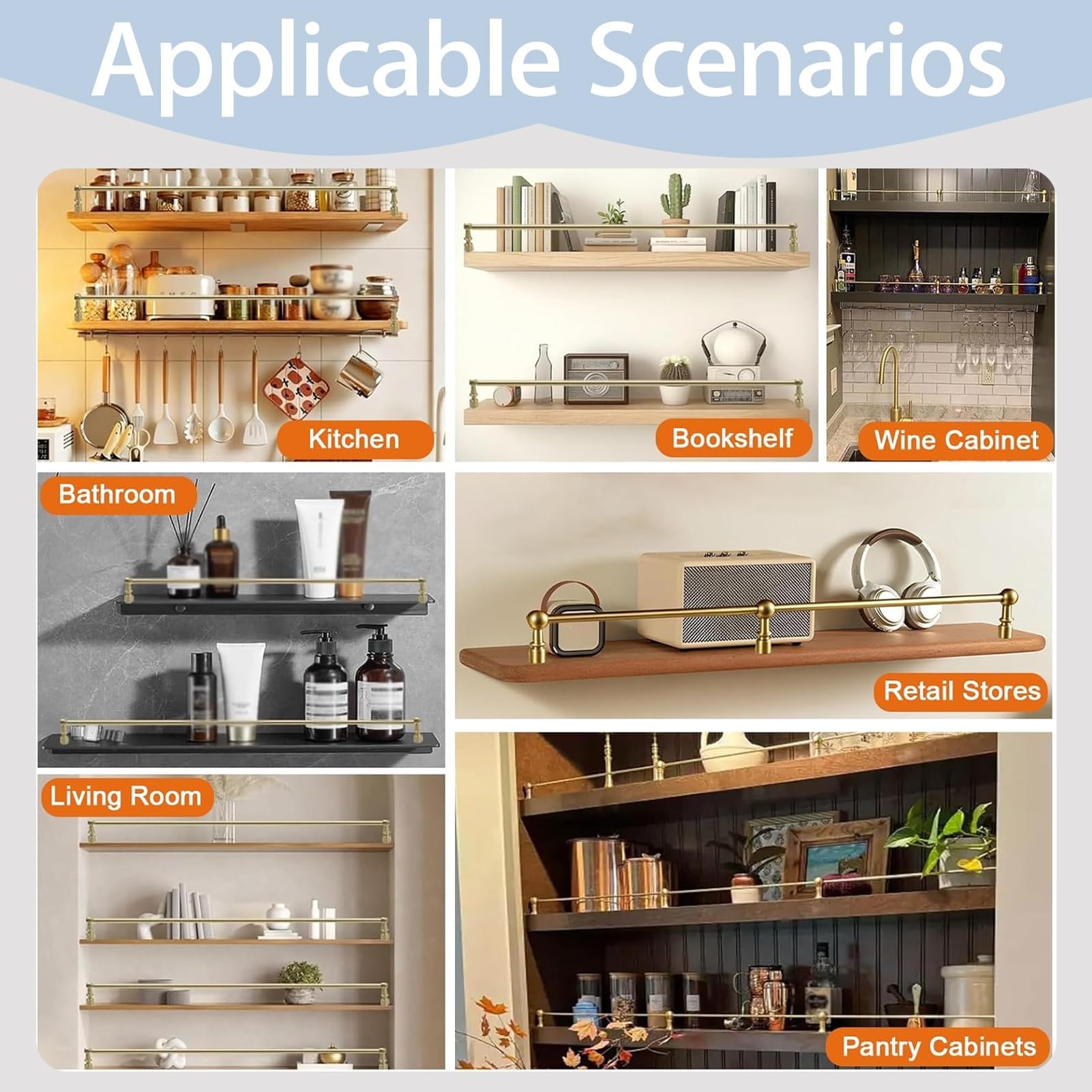 Genérico Rieles y Conectores de Tubo Redondo de Cobre Macizo para estantes: Soporte Duradero, Elegante y Resistente a la corrosión para estanterías de hogar y Oficina, fácil instala