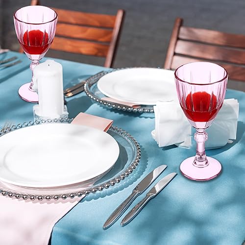 Miniatura 7 de 12 copas de vino rosa a granel de 8.5 onzas, copas de vino rosadas, copas de vidrio reutilizables con tallo de vidrio en relieve de color para