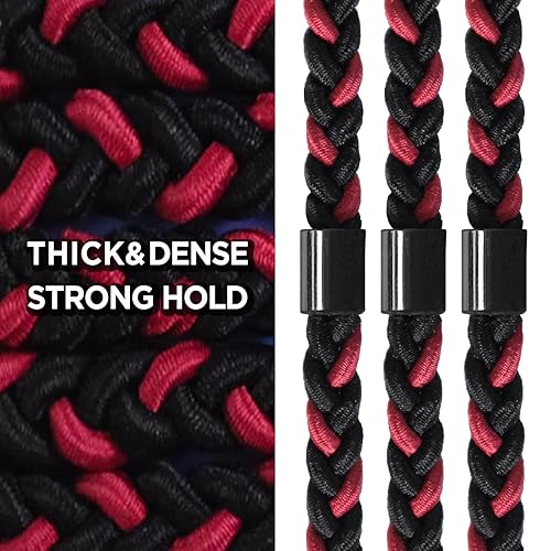 Miniatura 8 de Lazos trenzados para el cabello para hombres, para moños, rizados, gruesos, densos, elásticos para el cabello para chicos, sin daños y arrugas,