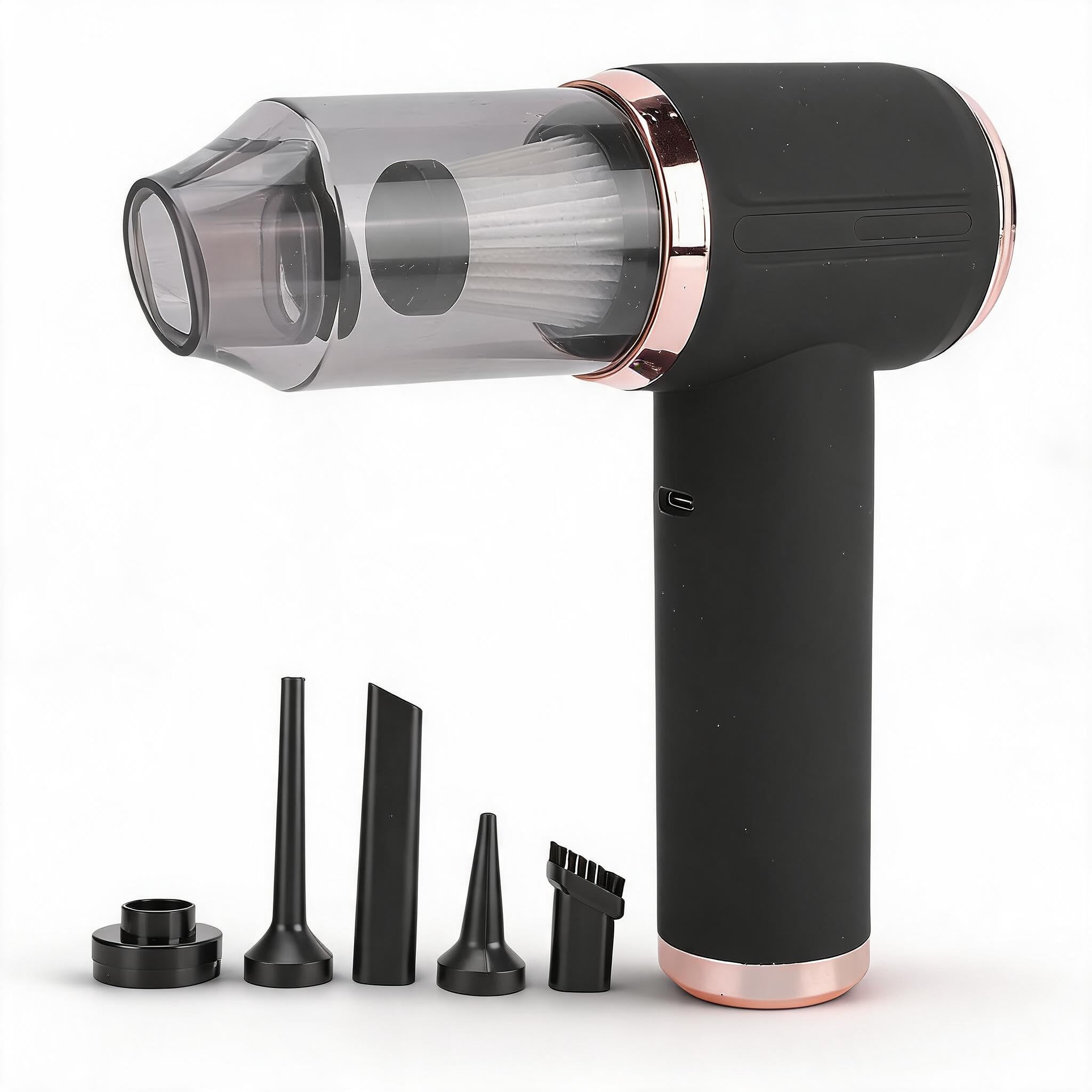GOWENIC Aspirapolvere Portatile 4 in 1, Aspirapolvere e Spolverino Senza Fili 45000PA, Spolverino per Auto Ad Alta Potenza 200 W con Ugelli Multipli, per Animali Domestici in Ufficio