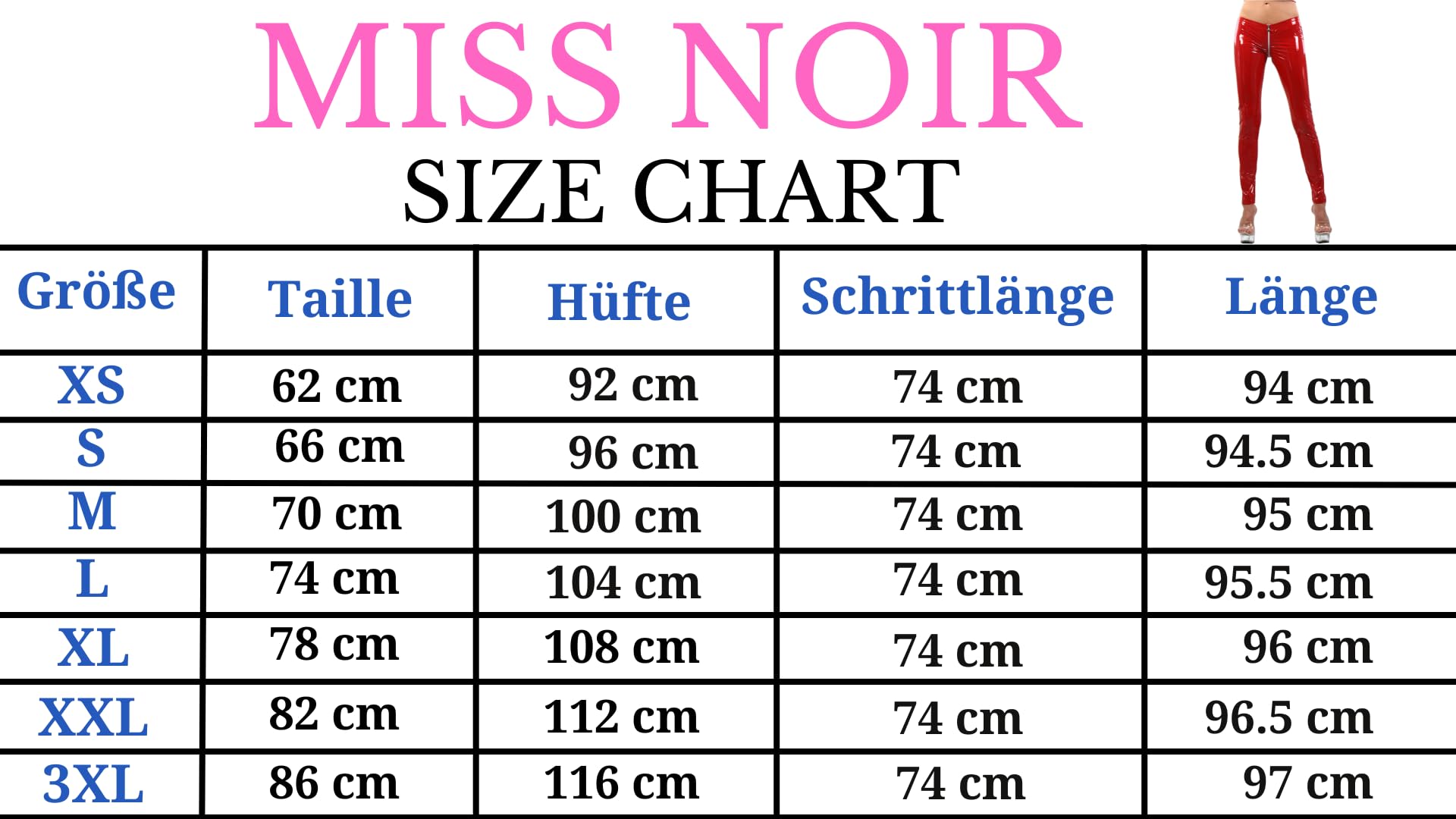 MISS NOIR 505571 Legging sexy en vinyle effet mouillé pour femme Taille S à 3XL, XXL