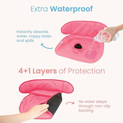 Miniatura 2 de Paquete de 2 almohadillas de color rosa, protector impermeable para asiento de automóvil y cochecito para entrenamiento de orinal para niños