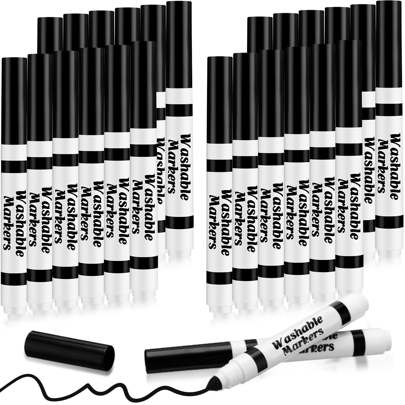 Janlaugh 24 Pcs Washable Markers Bulk Broad Line Markers Coloring Conical Tip Large pens for Kids art projects, Teachers, Students, Toddlers, Party