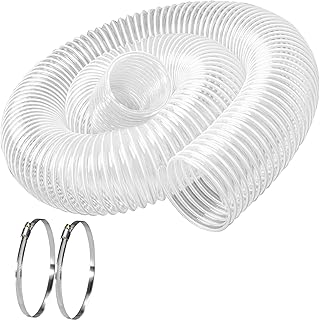 5" x 10' PVC Dust Collection Hose, Flexible Heavy PVC Fume Collection Hose with Carbon Steel Wire Coil, Puncture Resistant...