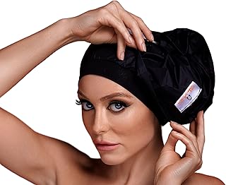 Luxury Waterproof Shower Cap - Innovative Open-Ended Design - Black