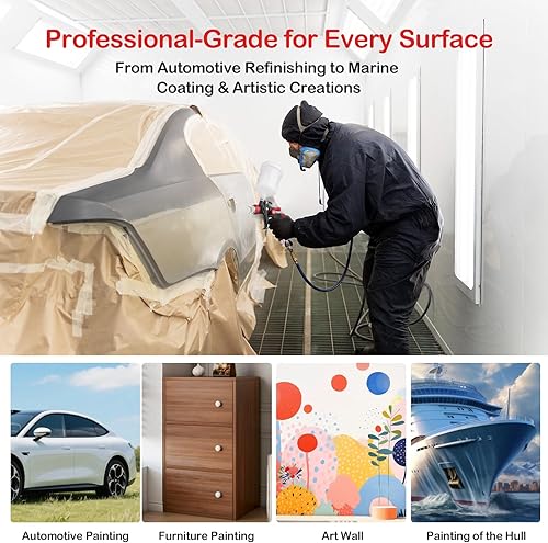 Miniatura 7 de HVLP - Kit de pistola de pulverización de aire con boquillas de 0.060.070.09 pulgadas, pistola de pintura en aerosol automotriz con regulador de