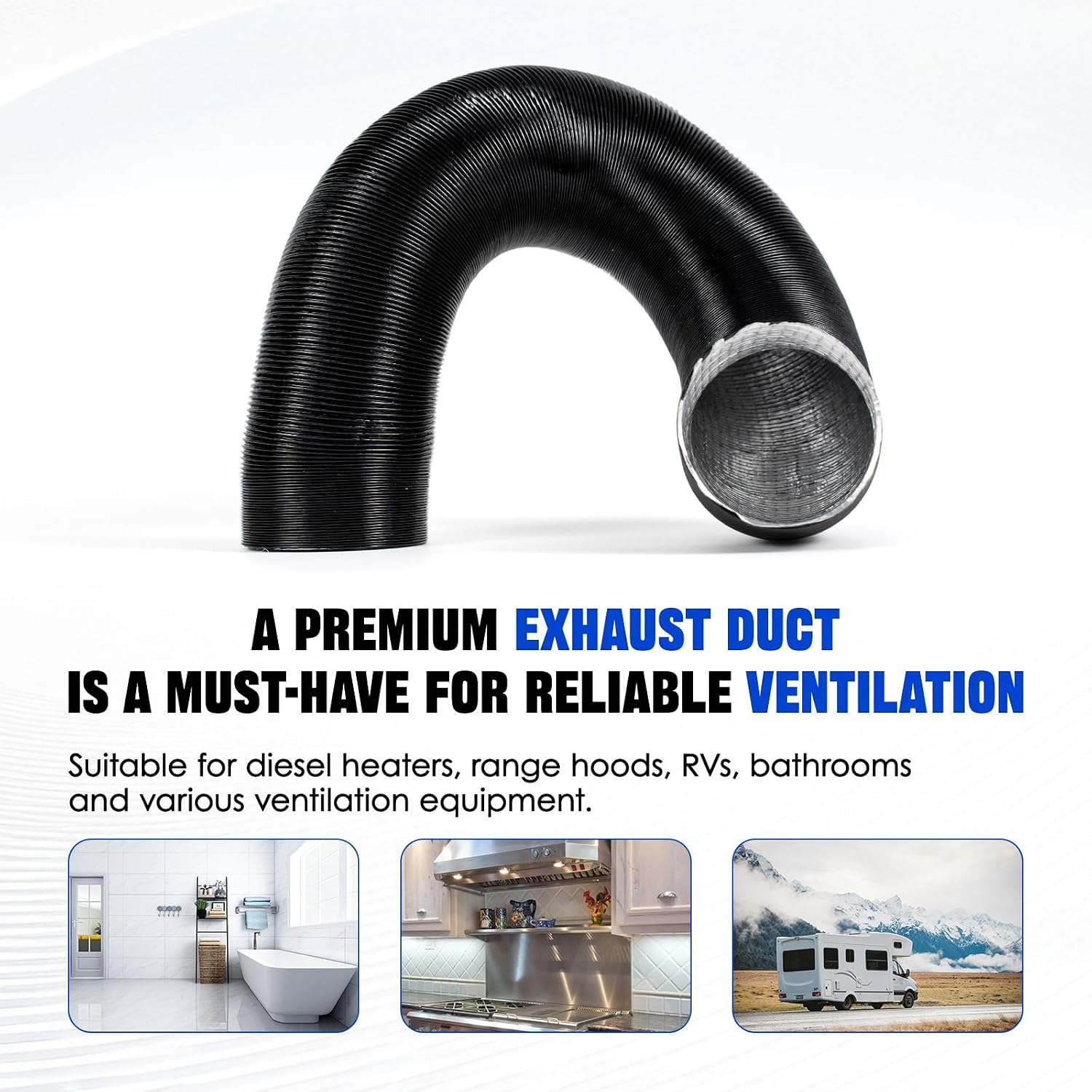 75mm Diesel Heater Duct Kit, 2 Warm Air Duct Hoses with 2 Air Outlet Vents, Y Connector and 4 Clamps for 2KW 5KW 8KW Diesel Parking Heater, RV Camper Van Truck
