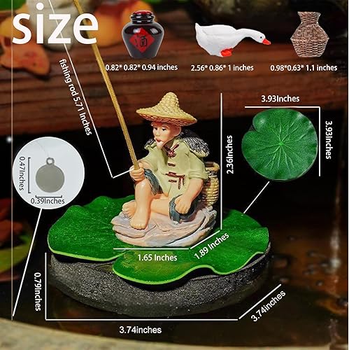Miniatura 2 de Figura flotante genérica de pescador, regalos de pesca para hombres, decoración de pecera, decoración flotante de pecera, mini estatua de PVC (3.74