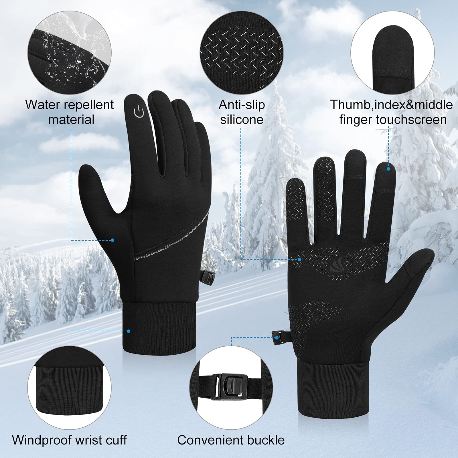 Gants De Ski Bistfy écran Tactile - Thinsulate 3M - Imperméables - Pour Homme Et Femme - Sports D'hiver