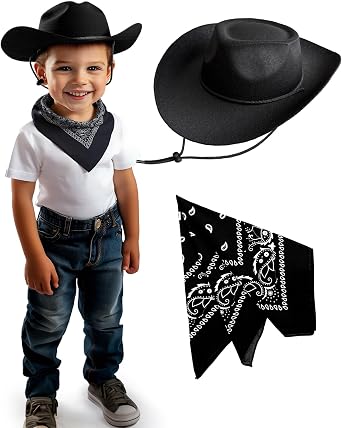 SeptCity Toddler Cowboy Hat and Bandana, Cowgirl Costume Set for Boys and Girls