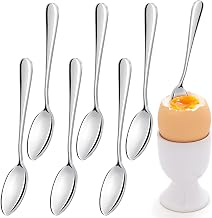 Honeydak 6 Pieces Demitasse Spoon Espresso Spoons Stainless Steel Small Dessert Scoop Egg Ladle 5 Inches Tasting Silver Little Baby Scoop for Soft Boiled Egg Coffee Tea