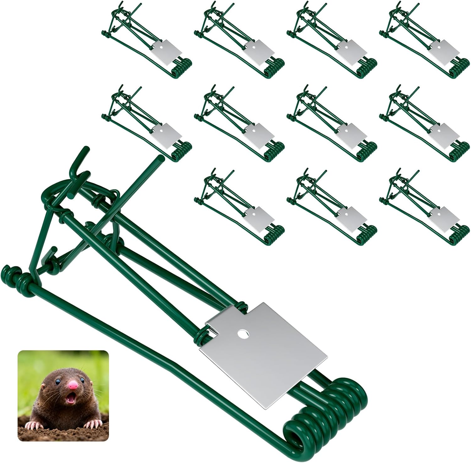 12 Pack Gopher Trap, Mole Traps for Outdoor, Reusable & Easy Set Vole Trap, Weather Resistant Ground Mole Killer for Lawn, Garden, Farm Yard Protection
