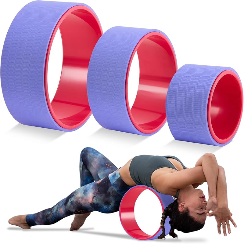 3 Pack ABS Yoga Wheel Set 660 Lbs Foam Roller for Back Pain & Stretching Back Wheel for Massage, Purple and Pink Set