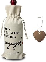 CosInStyle Engagement Wine Bag, Pairs Well with Getting Engaged, Wedding Gift for Couples Party Decoration with Heart Tag (Engaged Style)