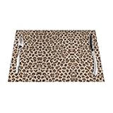 MPAACXZR Leopard Patterned Wallpaper Print Woven Placemat Elegant Woven Placemat - Heat-Resistant, Non-Slip, and Easy to Clean, 1, Black