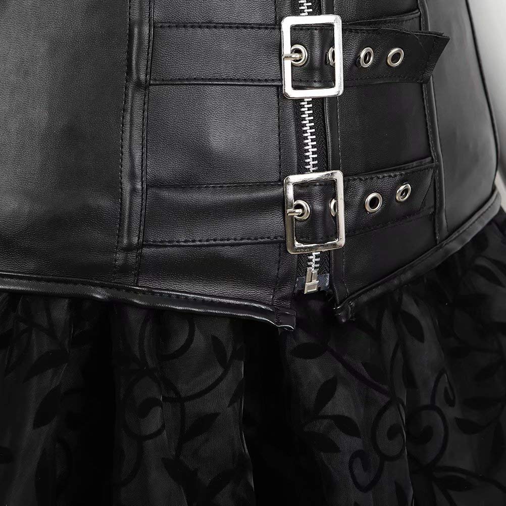 Cuir Steampunk Corset Bustiers Et Robe Jupe Und Chemisier 3 Set Punk Rave FÊTe Pirate